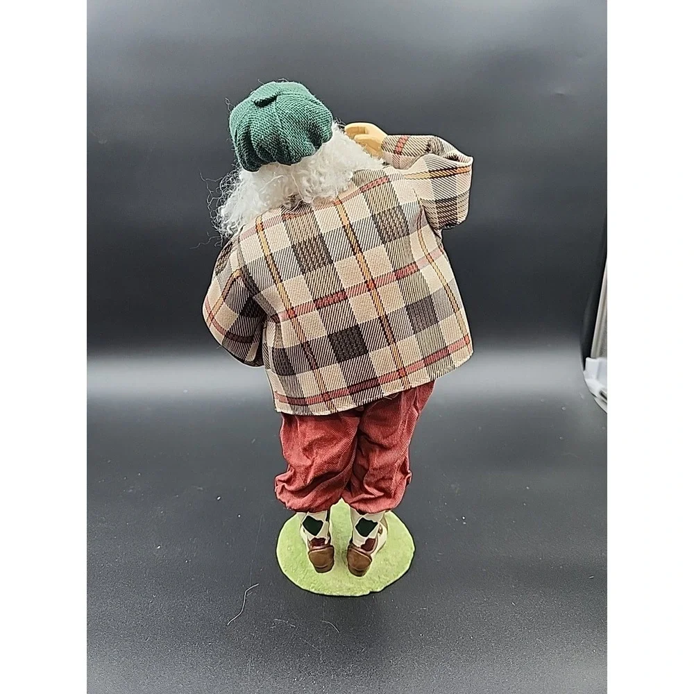 Vintage Golfer Santa Claus Figurine 12 Inch Plaid Jacket Christmas Decor Golfing